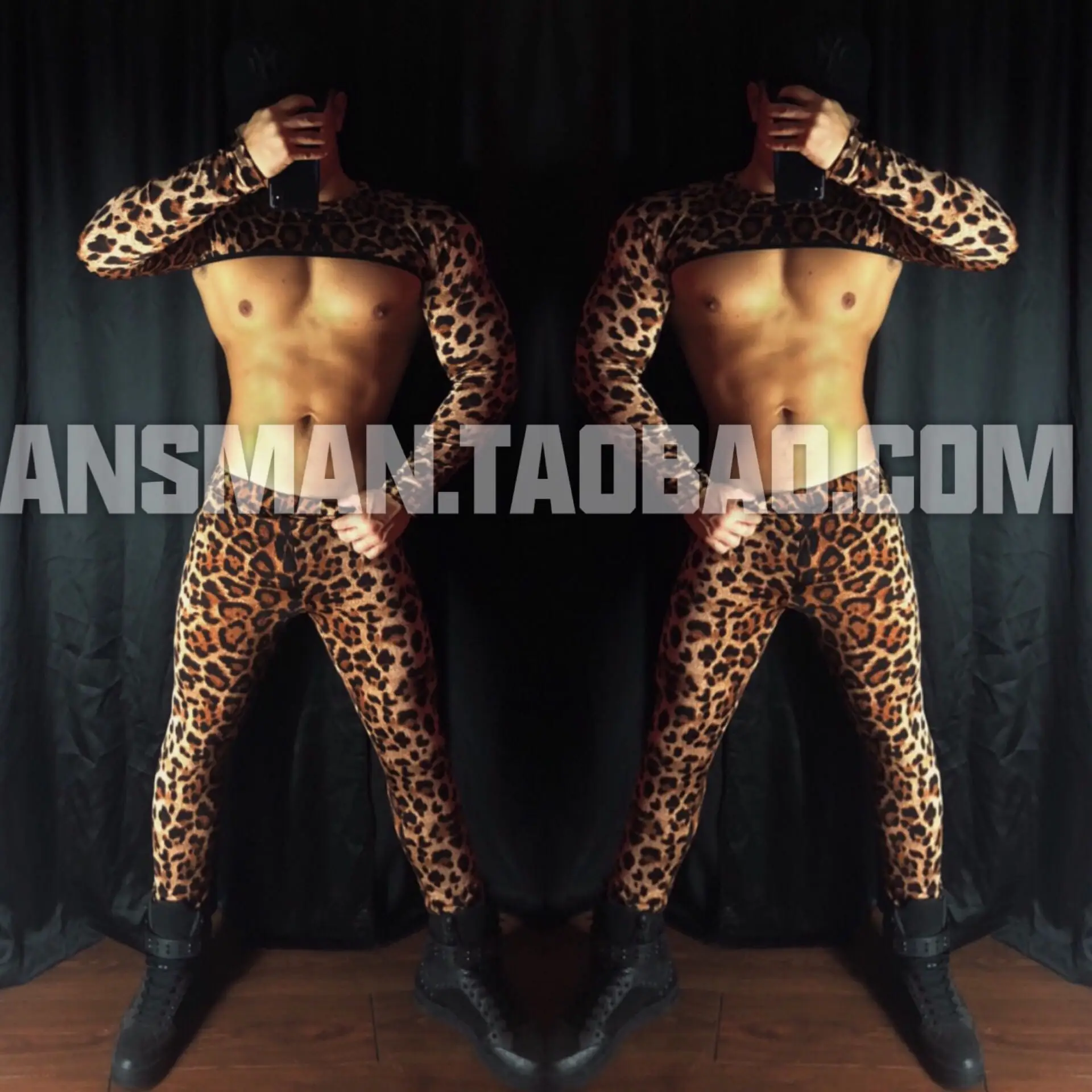 Conjunto de ropa sexy con estampado de leopardo para hombre, estilo DS, para espectáculos temáticos y fiestas, para bailarines gogo.