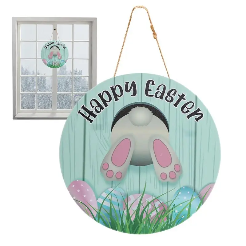 Easter Welcome Sign Bunny Spring Wall Hanger Rustic Adorable Water Resistant Durable Anti Fade Happy Easter Door Hanger Front