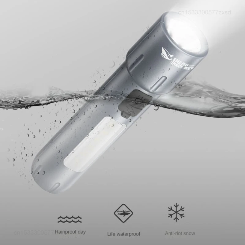 Xiaomi Smiling Shark Flashlight Strong Light Ultra Bright Rechargeable Household Multi Functional Outdoor Waterproof Flashlights