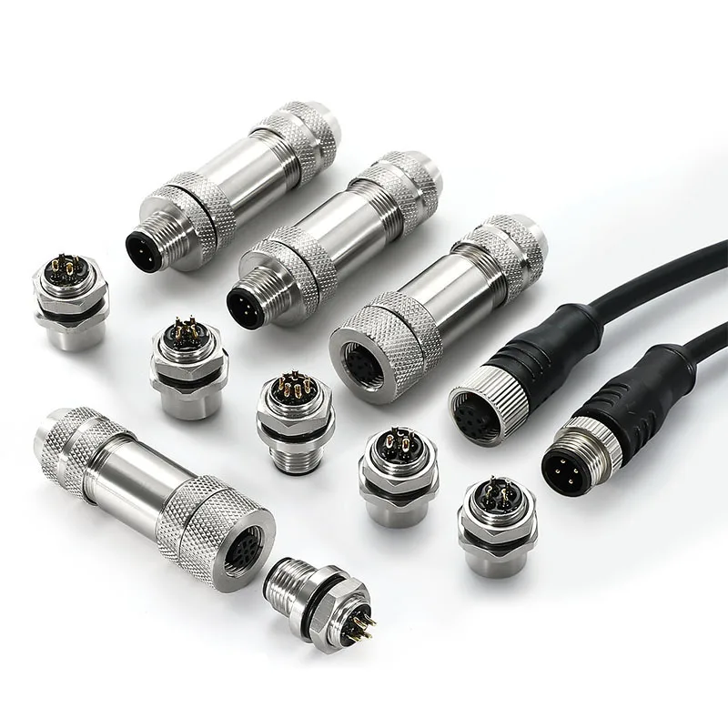 M12 Waterproof Stainless Steel Connector Aviation Plug Socket 4 5 8Pin Sensor Assembly Type Injection Molding With Wire 2M 4core