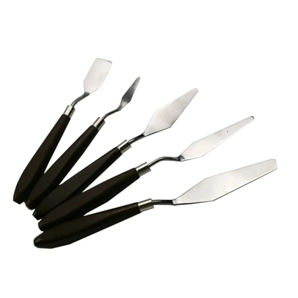Hot 5PCS Stainless Steel Scraper Spatula Art Supplies for Artist Canva Oil Paint Color Mixing Palette Knife Painting Wholesale