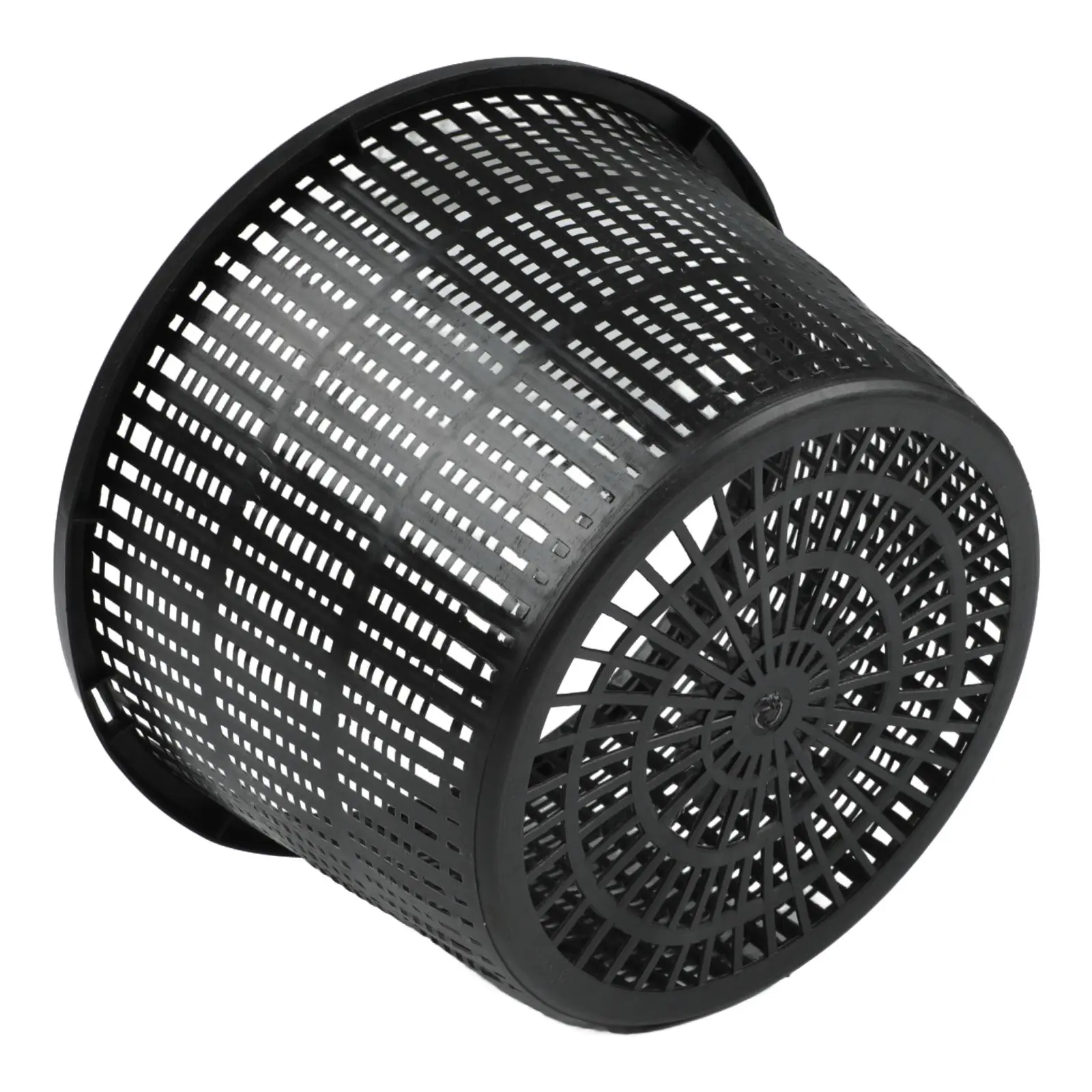 Complete Your Pond Setup with This Set of Five Eight Point Three Inch Aquatic For Plant Baskets in Black Plastic