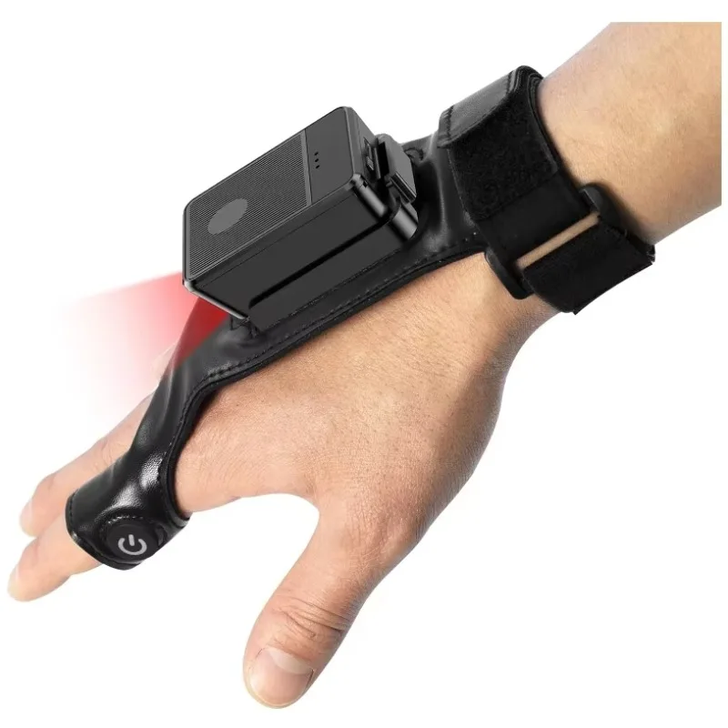 MJ-R80 Portable Wireless 2D Barcode Scanner Wearable USB Interface Finger Trigger 2.4G Black A4 32-Bit OEM Stock