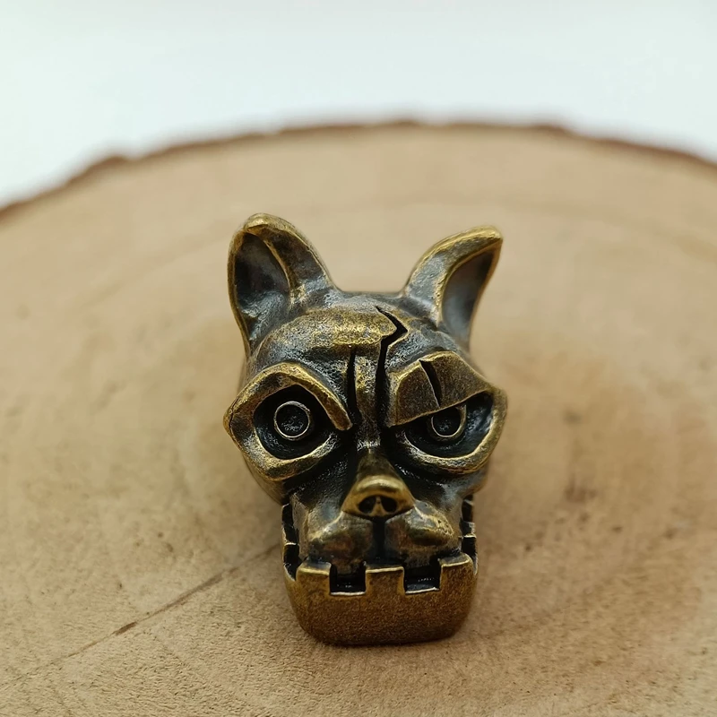 불독 헤드 황동 나이프 비드 EDC DIY 파라코드 직조 액세서리, 쥬얼리 동물 강아지 배낭 우산 로프 랜야드 펜던트