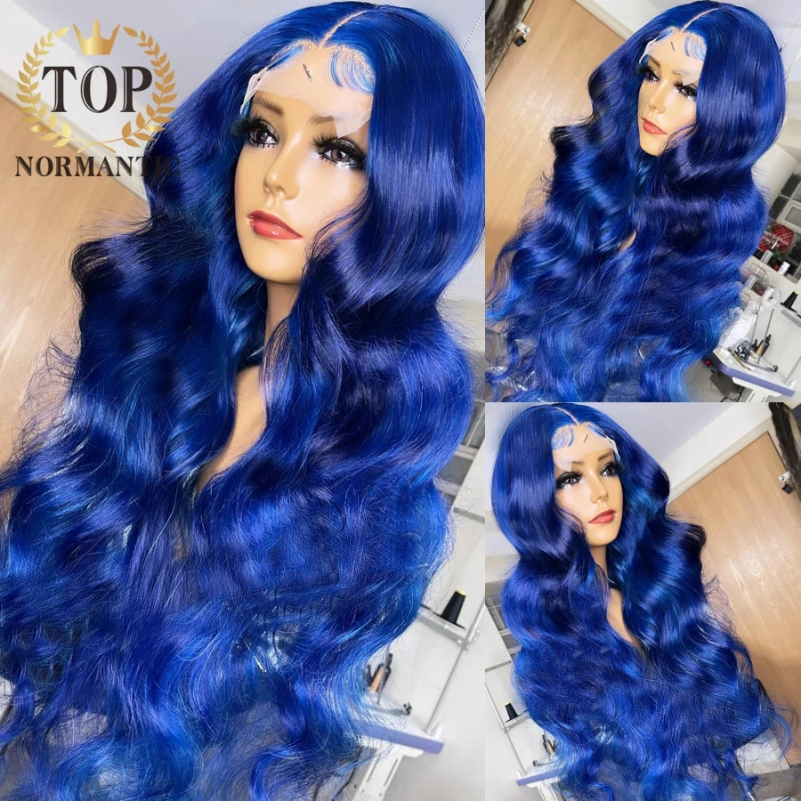 

Topnormantic Blue Color Body Wave Wig with Baby Hair 13x4 Lace Front Remy Brazilian Human Hair Wigs for Women