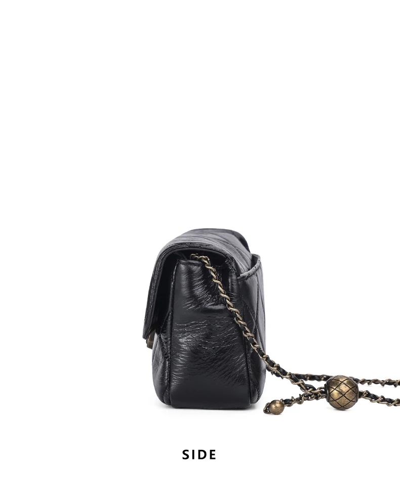 Aidrani Tasche für Damen aus echtem Leder, Sommer-Schultertasche mit Kette, neue kleine Tasche mit goldenem Ball, Diamantketten-Umhängetasche. – Detail 10