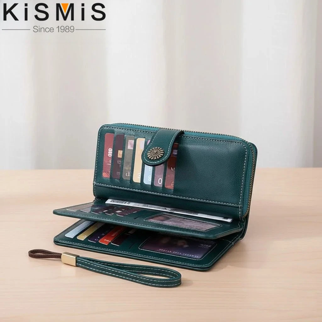 

Модный женский кошелек с текстурной поверхностью, высококачественный кожаный RFID-кошелек с защитой от кражи, длинный, на несколько карт, с ремешком на запястье