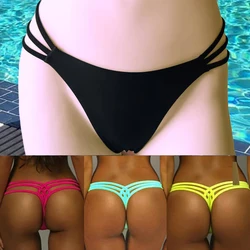Cross Bandage Thong 2025 Solid Hot Sexy Bikini Bottom Women G-String Briefs Swimsuit Hollow Tanga Swimwear Beach swimming trunks