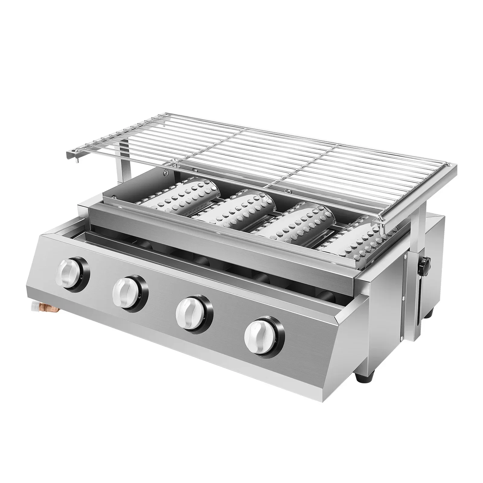 Tragbare Grills aus Edelstahl, höhenverstellbarer rauchfreier Grill mit 4 Einzelbrennern und 4 Einzelschaltern