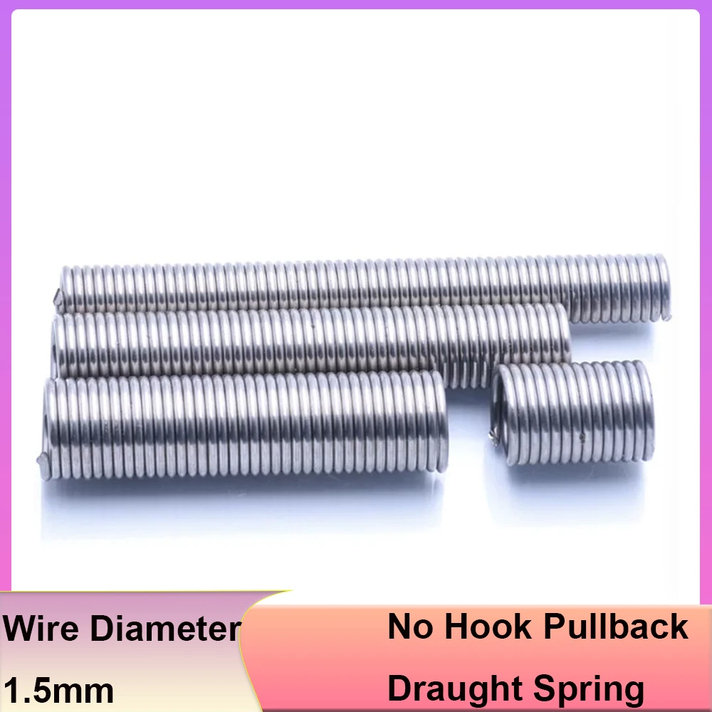 2Pcs No Hook Pullback Draught Spring Wire Diameter 1.5mm Stainless Steel Tension Springs OD 10 12 15mm Length 30mm 35mm-200mm