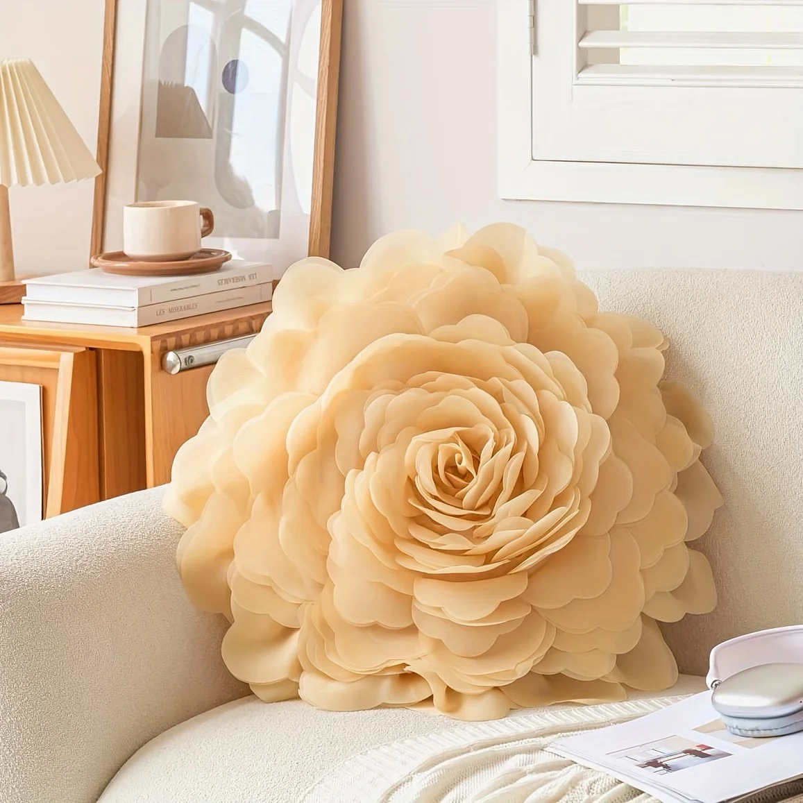 Beautiful Princess Style Three-Dimensional Chiffon Rose Rainbow Flower Pillowcase Is Suitable For Daily Use Various Decorations,