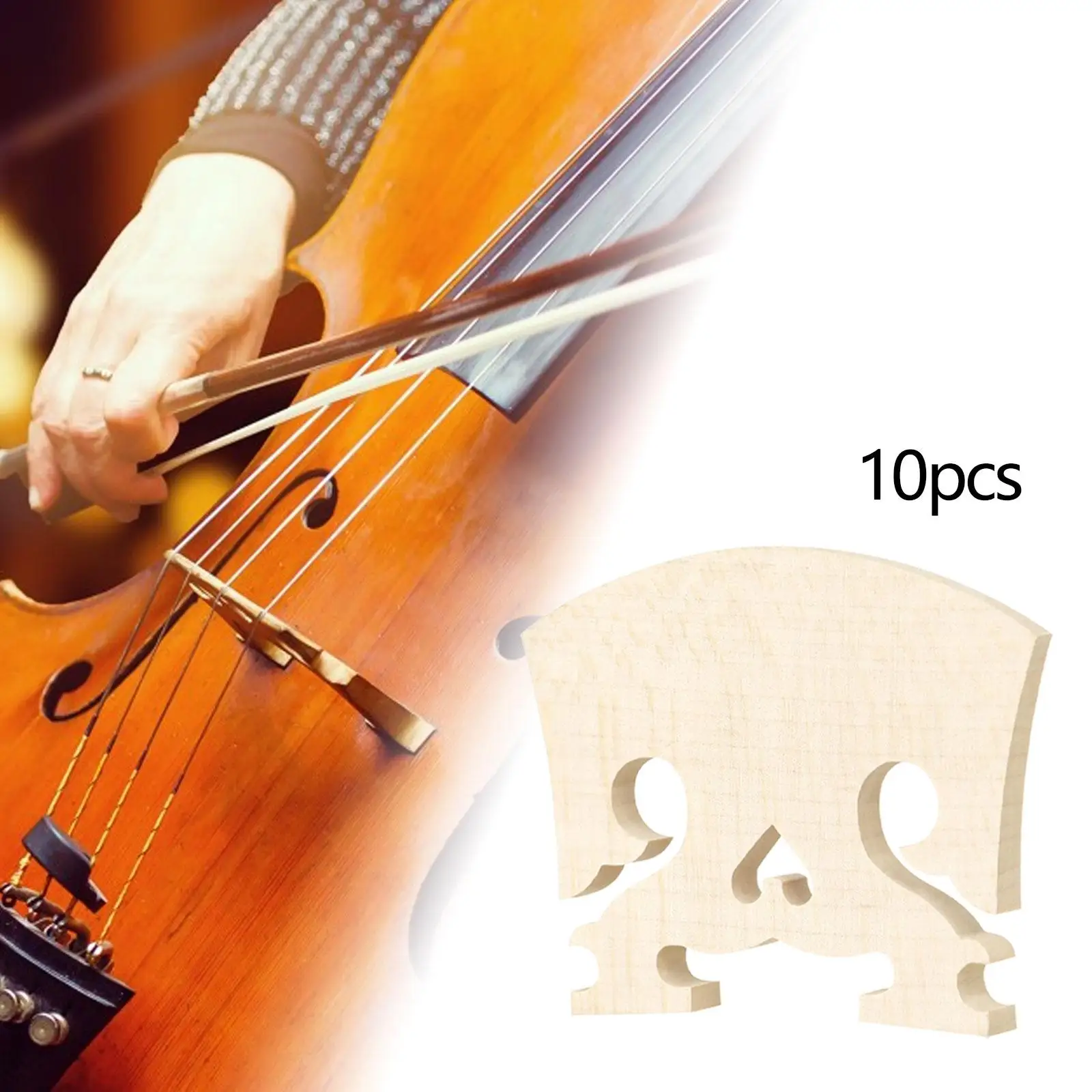 10 Pieces Wooden 4/4 Full Size Violin Fiddle Bridge Lightweight Replacements Parts