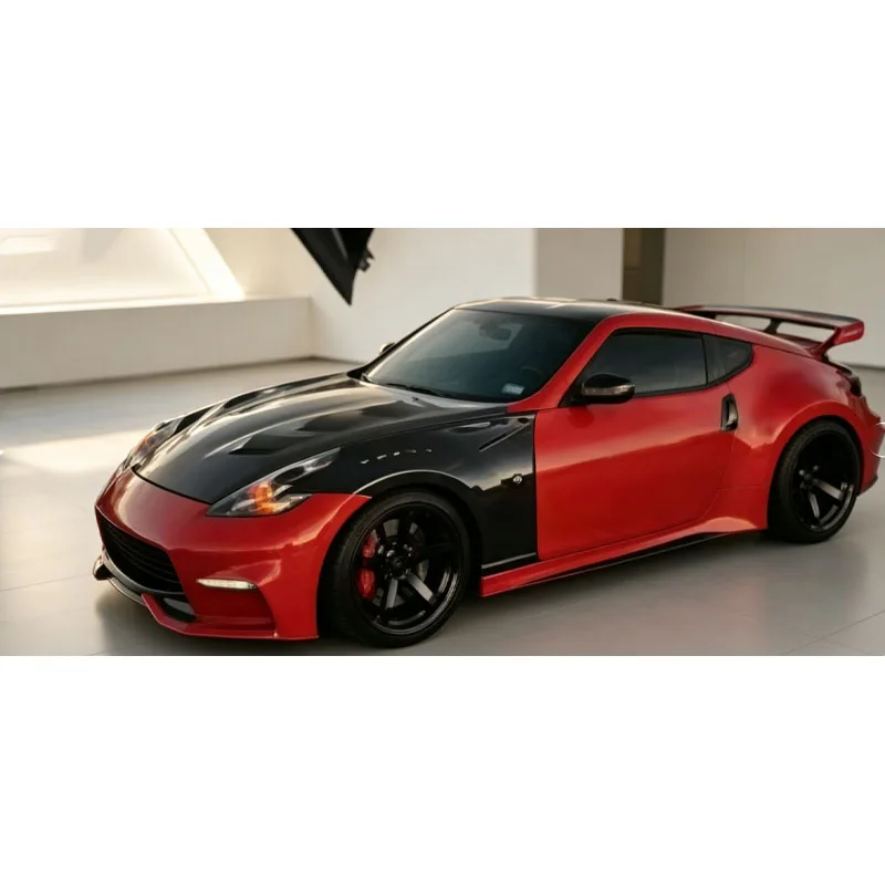 Lightweight and non-destructive upgrade modification for 2009-2020 Nissan Z34 370Z carbon fiber wide body mudguard front fender - view 3