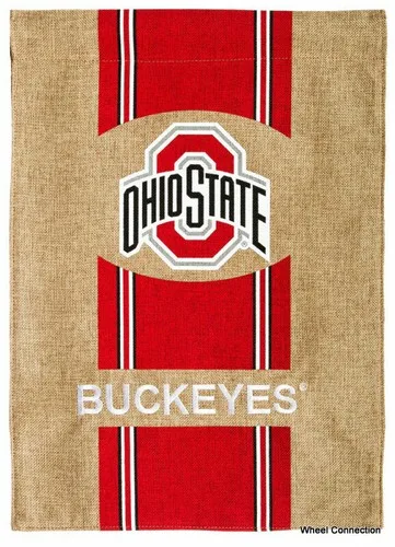 OHIO STATE University BUCKEYES 13 x 18 Yard GARDEN FLAG, BURLAP Team Sports NCAA jjx view 2