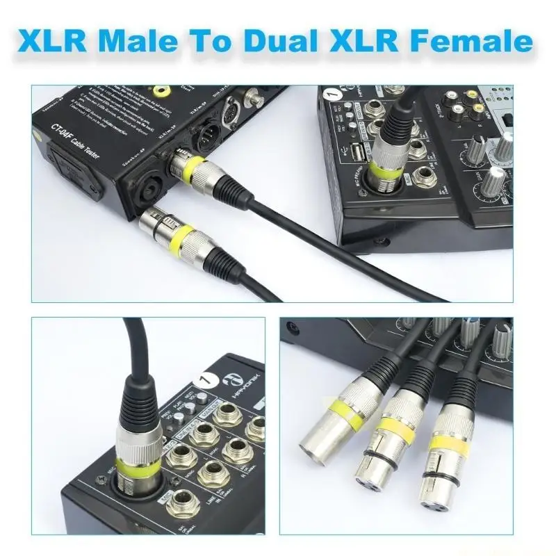 F62C Male to Double Female Y Splitters 3Pin Splitters Music Cable for Microphones