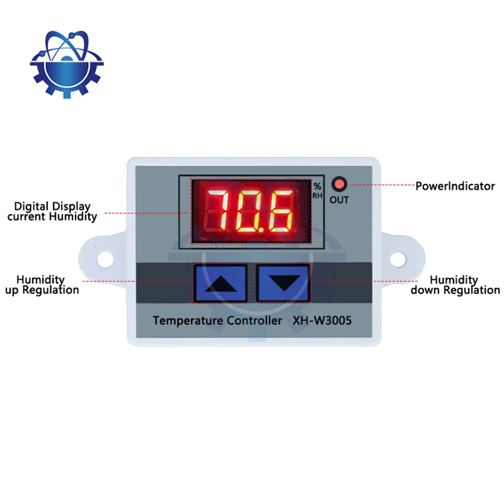 W3005 12V 24V 220V Digital Humidity Controller Instrument Kontrol Humidity Control Switch hygrostat Hygrometer SHT20 Sensor Humidity
