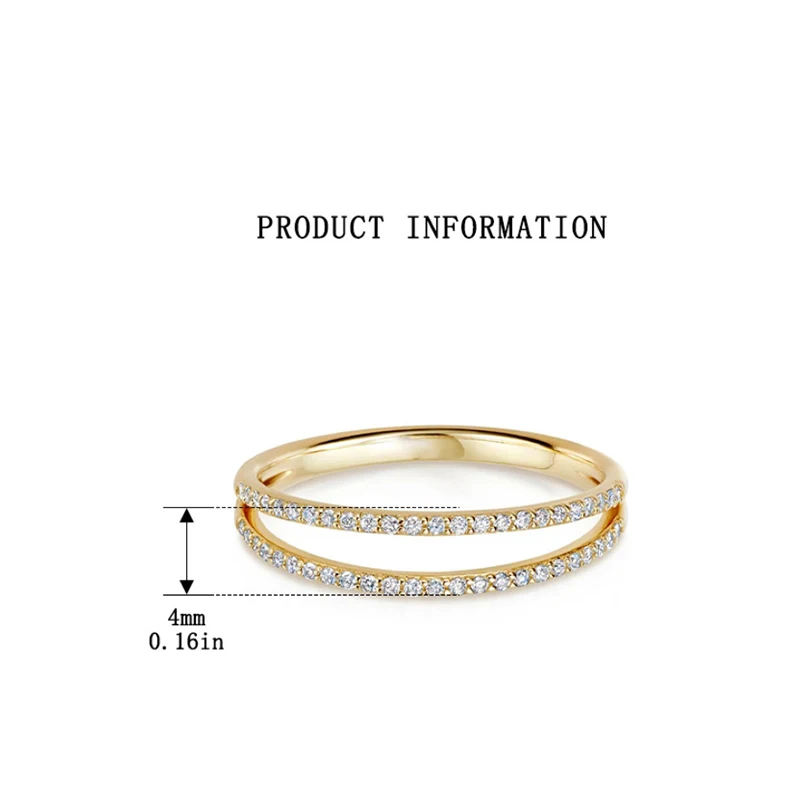 KAMIRA 925 Sterling Silver Simple Fashion Double Zircon Rings for Women Party Cocktail Party Daily Assorted Jewelry Accessories