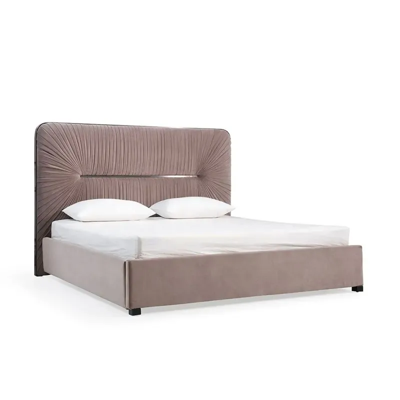 

⁕yHome PInk Luxury Bed Furniture Set with Soft Headboard Indoor Full King Queen Size Bed for Villa Apartment Hotel