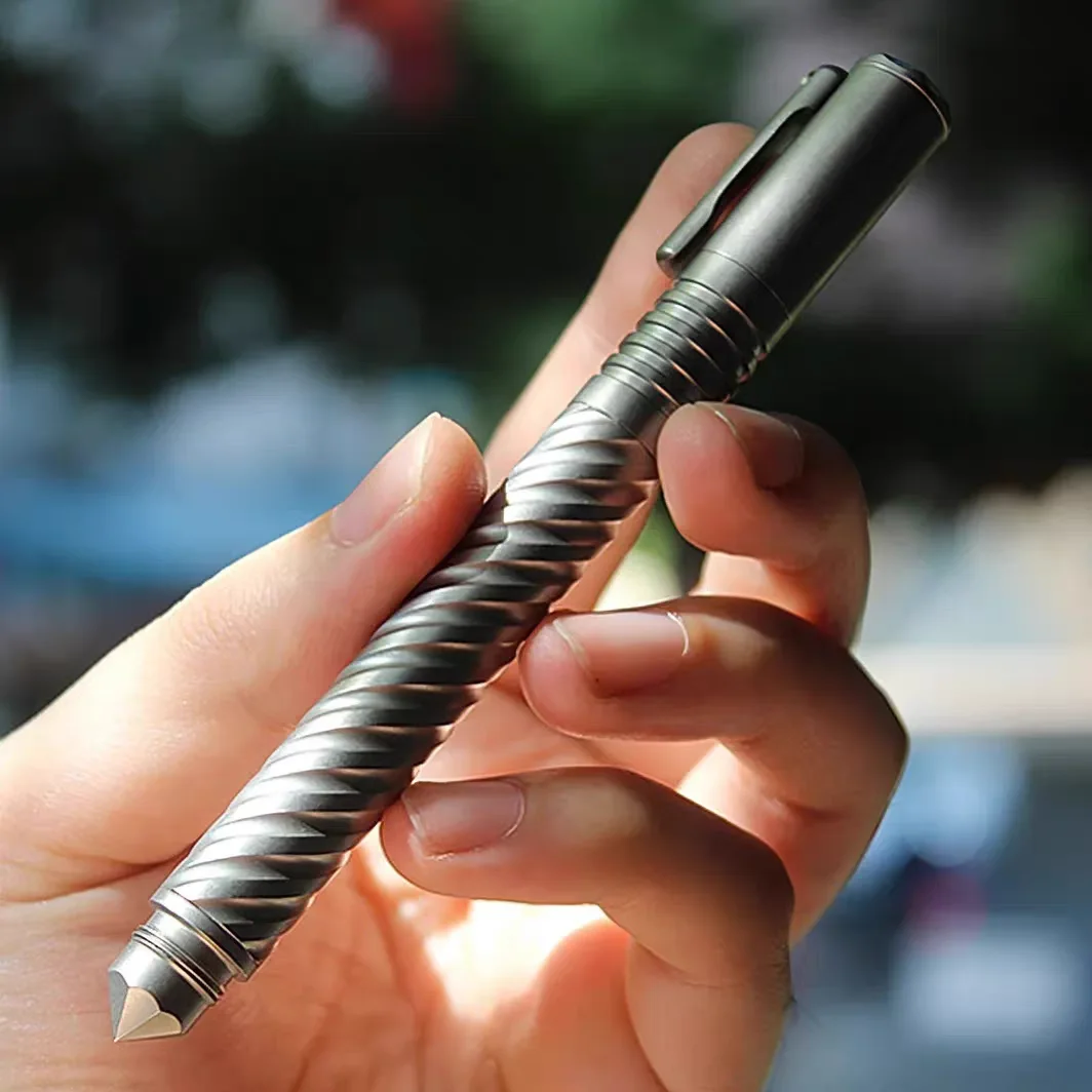 Titanium Alloy 2-in-1 Pen: Schmidt Refill Ballpoint & Fountain Pen with Spiral 