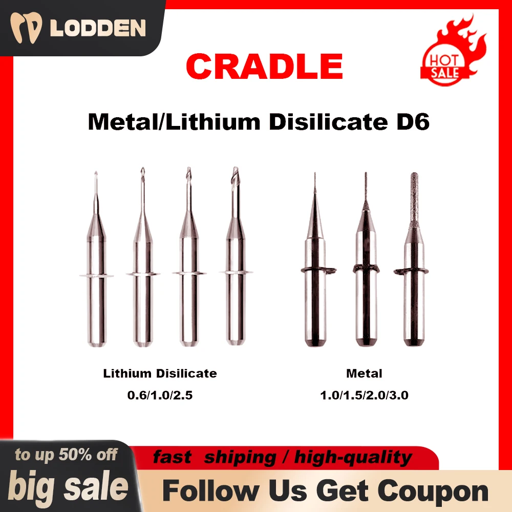 

Cradle B42 D6 Dental Lab Milling Burs Glass Ceramic Lithium Disilicate Metal for CAD CAM Material Shank Drill Dental Needle