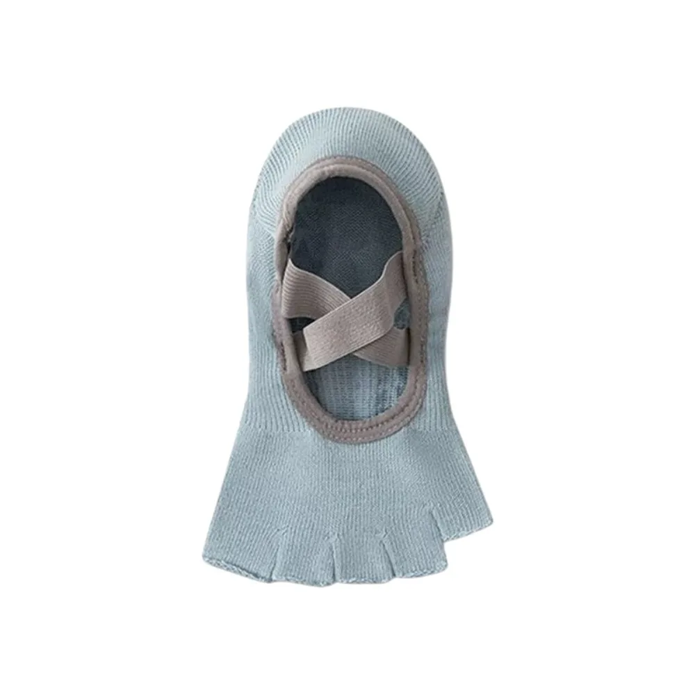 Cotton Sports Five Finger Socks Toe-exposed Shock-absorbing Women Yoga Socks with Double-crossed Straps Anti-slip Yoga Hosiery