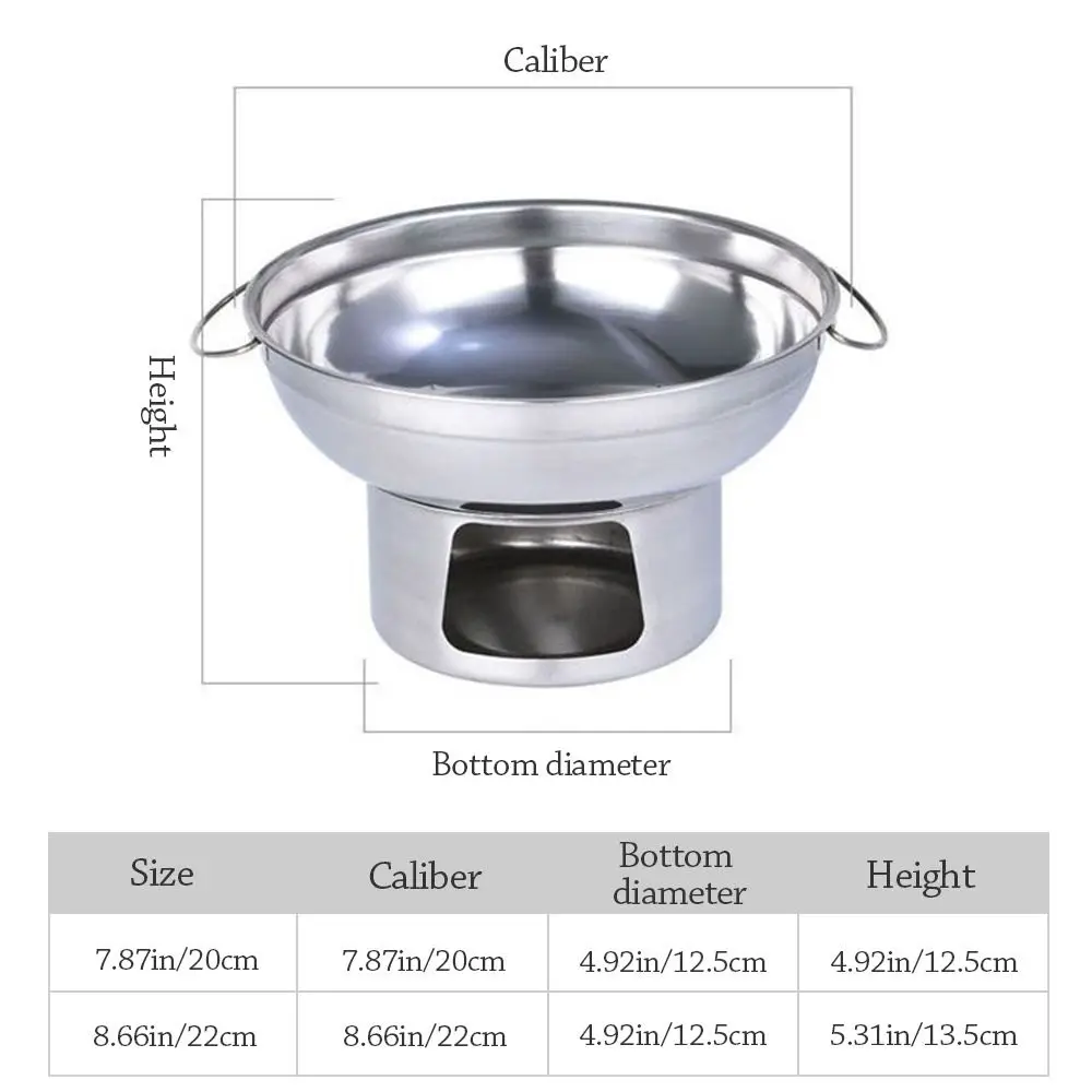 Durable 20/22cm Hot Pot Thickened Stainless Steel Cooking Pot Double Ears Cooking Kitchen Cookware Outdoors