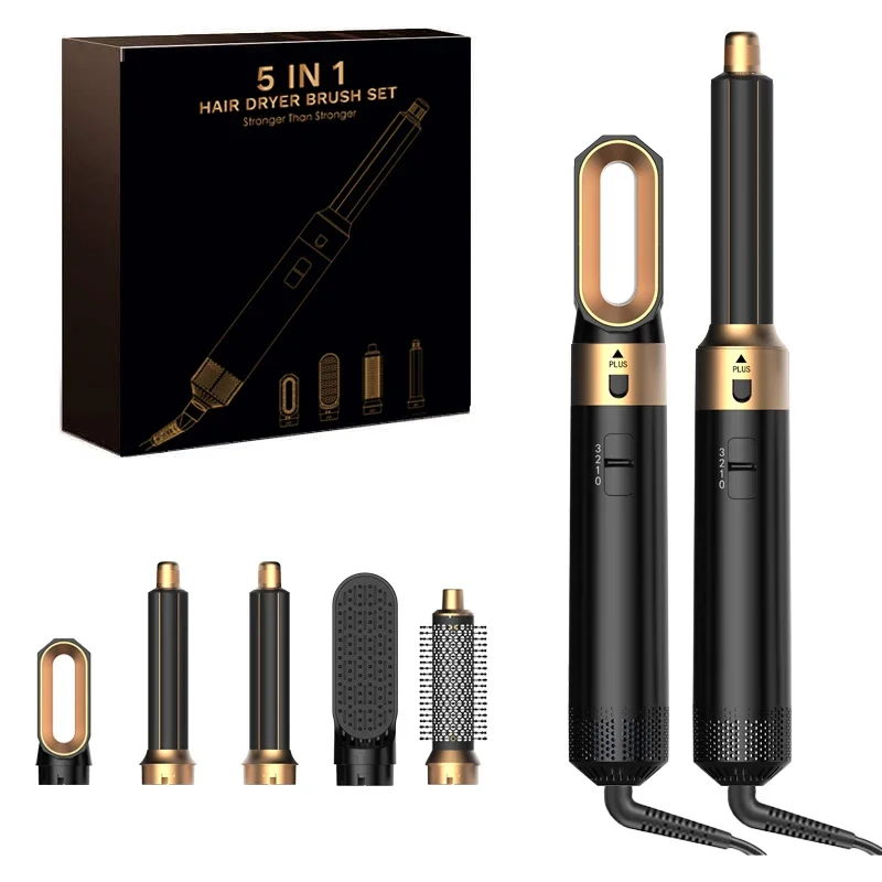 المحمولة 5 في 1 الهواء الساخن مصفف الشعر ومجفف الشباك استقامة فرشاة الأيونية مجفف للنفخ للنساء السفر المحمولة مجففات الشعر