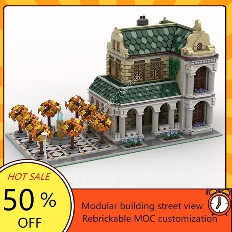 

Набор для сборки 4228 деталей: Модульная модель уличной сцены с двором (MOC), индивидуальные технологические пазлы, DIY-конструктор, игрушки на Рождество и подарки на день рождения