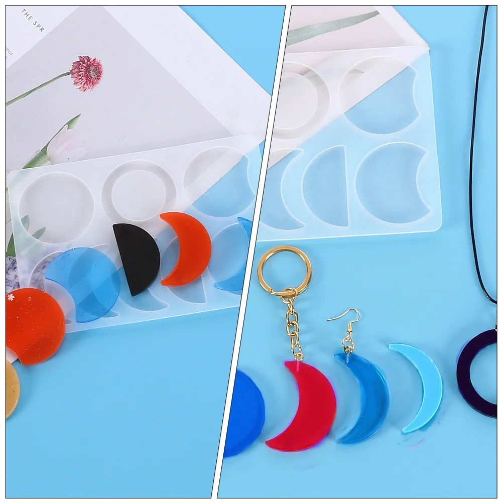 2 Pcs Moon Epoxy Mold Handicraft Molds DIY Pendant Crafts Unique Pendants Simple Silica Gel Jewelry Making