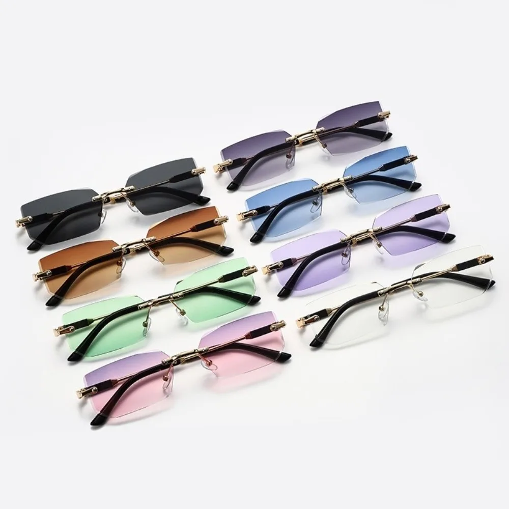 موضة UV 400 بدون شفة النظارات الشمسية مستطيل Y2K الرجال النظارات الشمسية Steampunk الكورية نمط القيادة ظلال النظارات الإناث #4