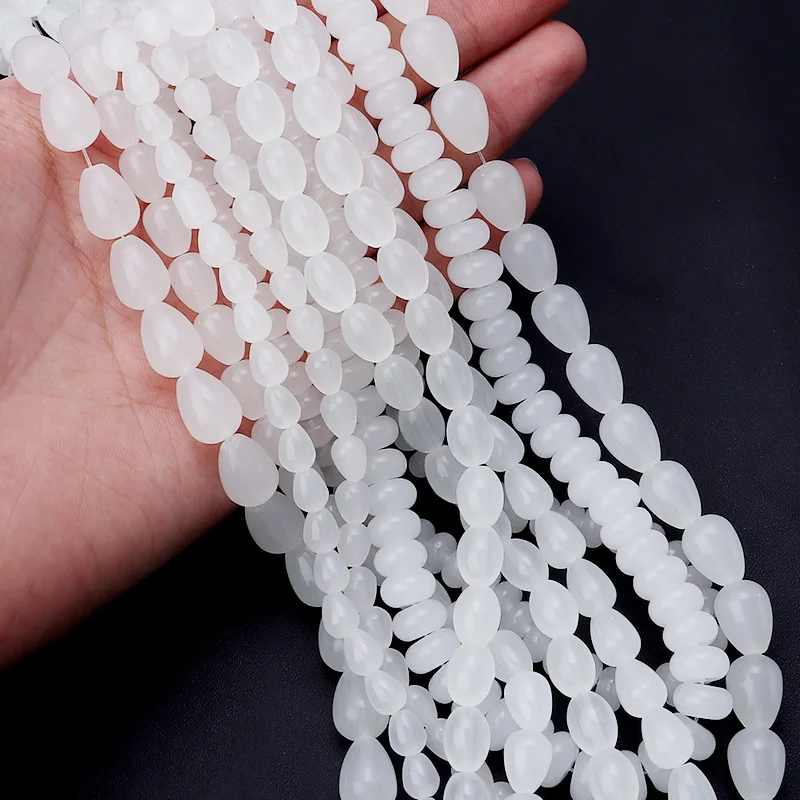 Glass Primary Color White Loose Beads Embryo Drops/round/oblate Diy Beads For Jewelry Making Diy Bracelet Necklace Accessories