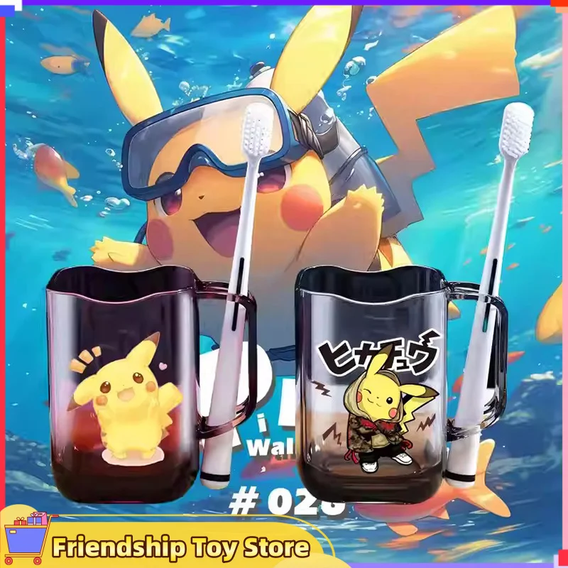 Children Brushing Cup Pikachu Rinsing Cup Toothed Jar Cartoon Plastic Anti Drop Heat Resistant And Cold Resistant Toiletries