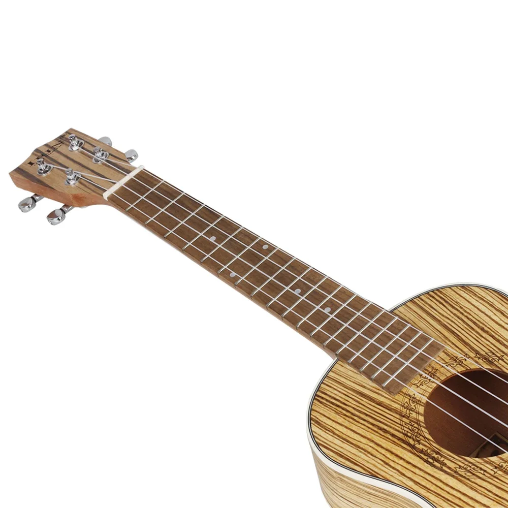 Ukulele z drewna zebry 21 4 struny hawajska gitara sopranowe Ukulele z torbą Tuner Cal części do gitary Capo i akcesoria