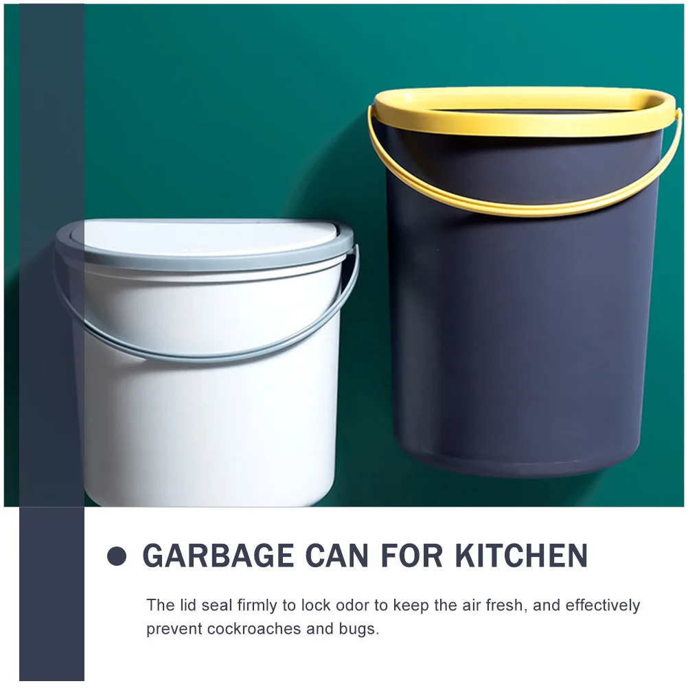 

Trash Bin With Lid Premium Plastic Hanging Trash Can Space-Saving Wall-Mounted Kitchen Garbage Storage Container