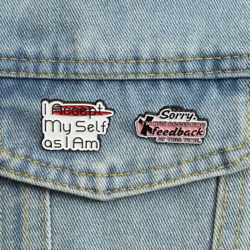 Self Acceptance Pin I accept myself as I am Brooch Boundary Setting No Feedback Accessory for Daily Wear Mental Health Style