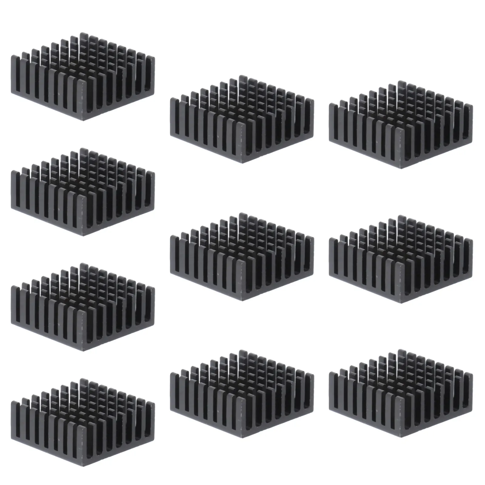 10Pcs Premium Aluminum Heat Sink Fin Black Anodized Compact Lightweight for Chip Ic Diode Triode LED RAM Computer Component
