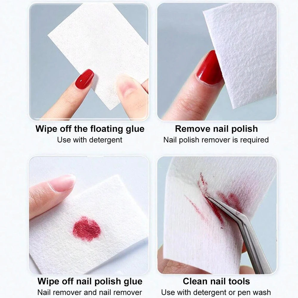 Toalhetes profissionais para remoção de arte em unhas, 100% algodão, almofada de papel, 1000/600/500/300/200/180/100 peças, removedor de esmalte em gel, ferramentas de limpeza de unhas