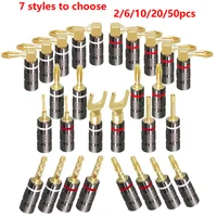 2/6/10/20/50 Uds. Conector macho de 4mm conectores Banana de altavoz de Audio Hifi chapados en oro de 24K para altavoces y amplificadores