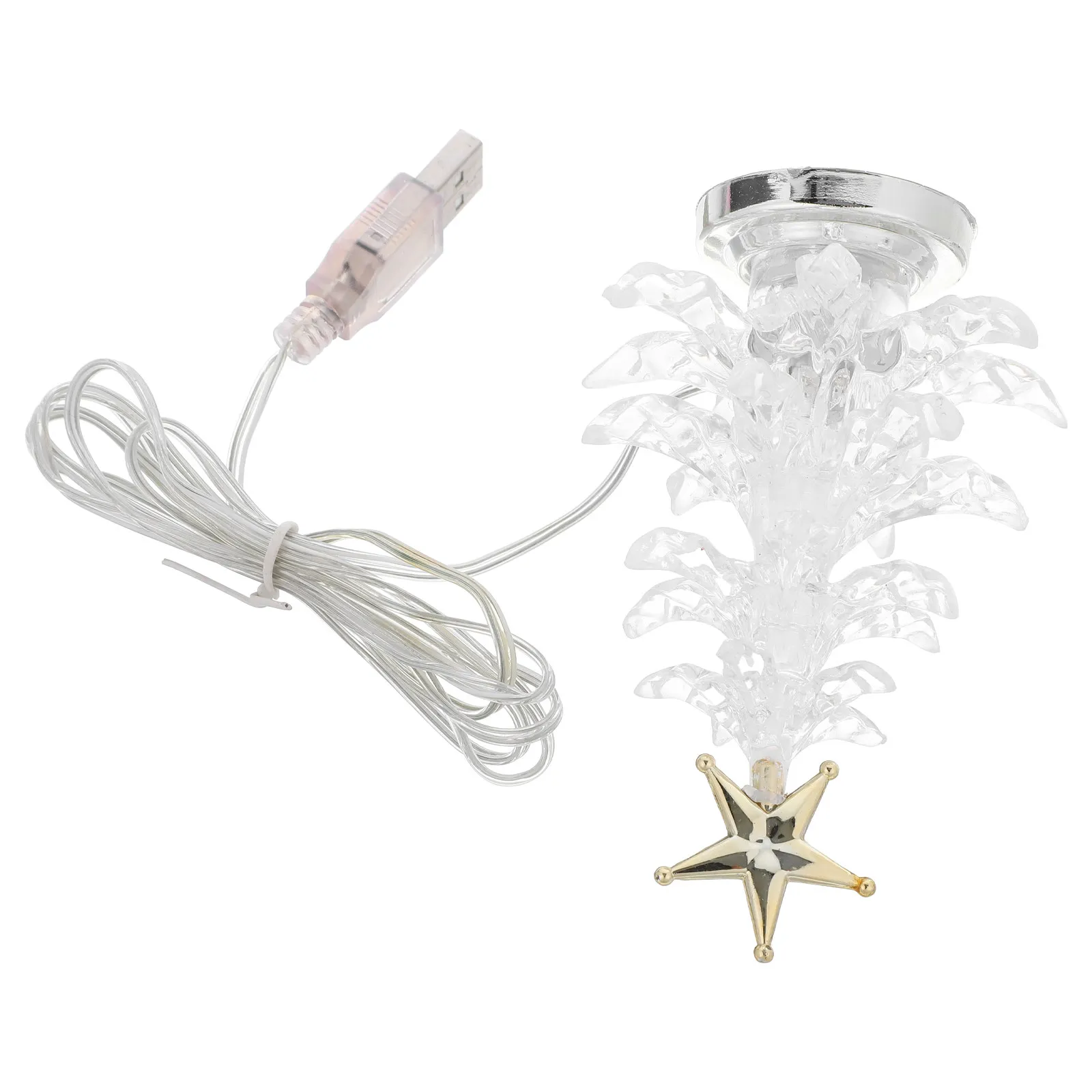 Acrylic Christmas Tree Night Light USB Powered 7-Color Changing LED Lamp for Desk Table Small Christmas Decoration