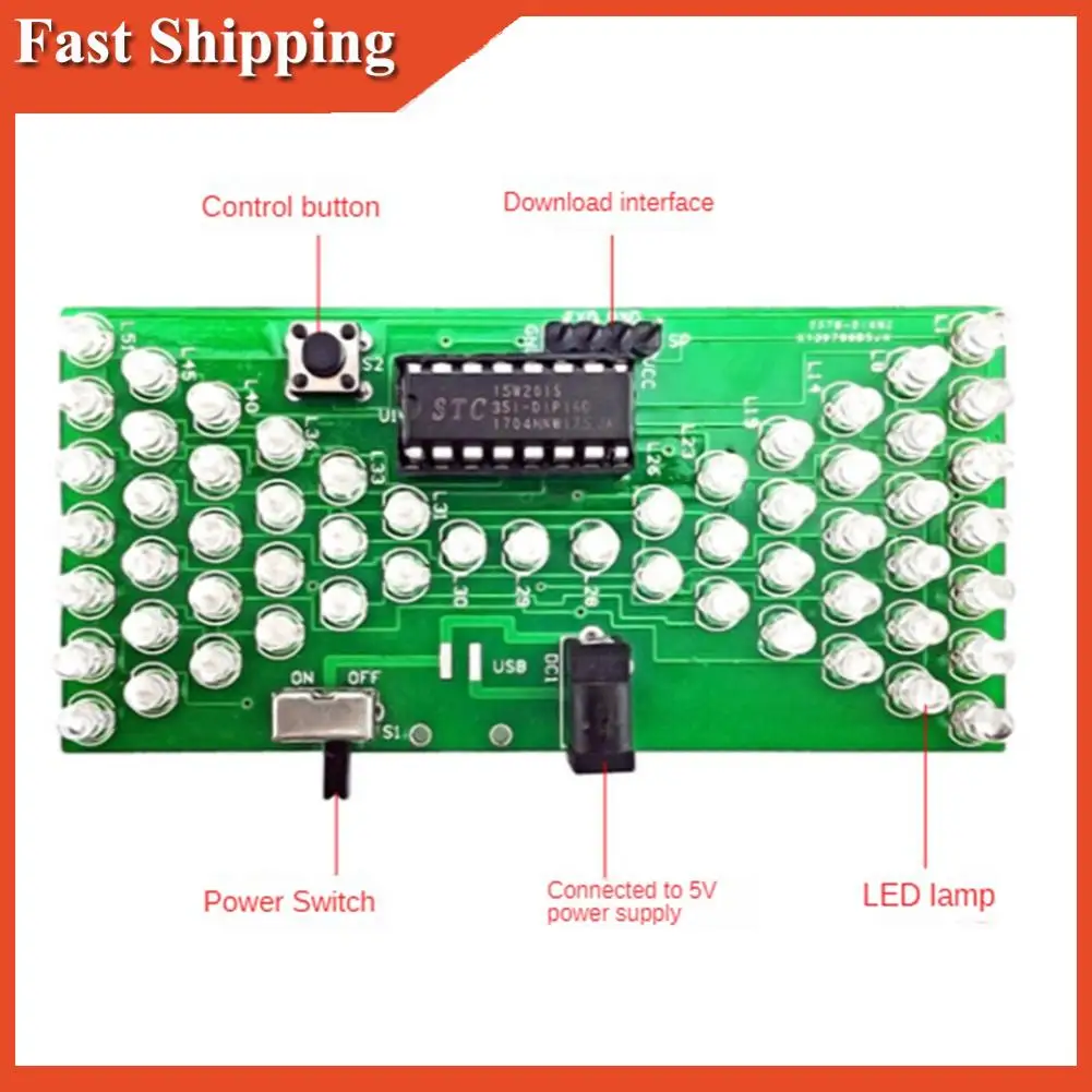 Efficient 5V Electronic Hourglass DIY Kit Funny Electric Production Kits With LED Lamp Double Layer PCB Board 84X40mm
