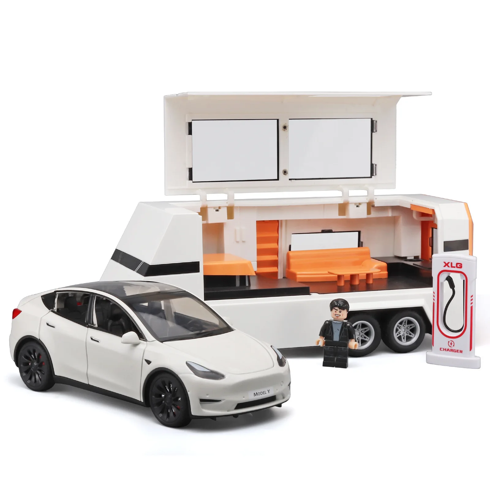 1/24 tesla modely liga modelo de carro simulação rv som e luz puxar para trás brinquedo das crianças coleção ornamento