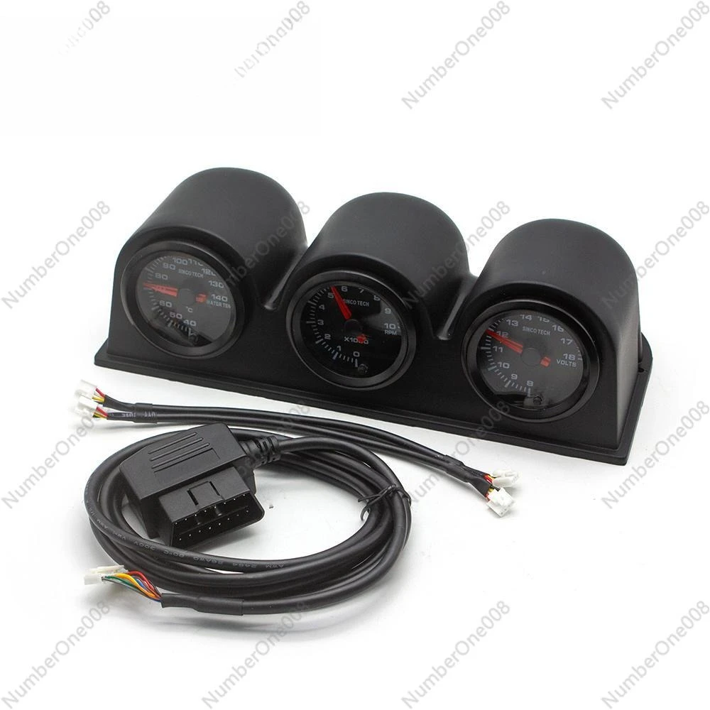 52mm12v car modification instrument triple meter speed water temperature voltage OBD meter 516