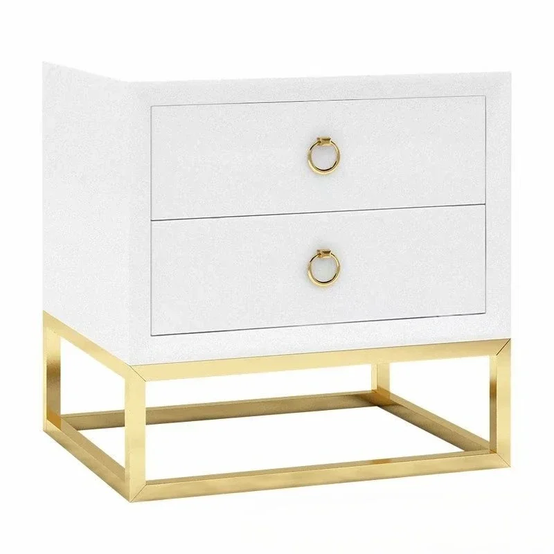 

Nordic light luxury solid wood, bedside table, bedroom fashion metal, stainless steel locker, storage cabinet