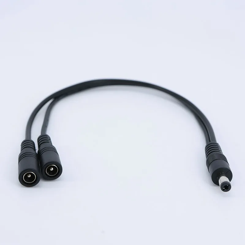 30cm 50cm 1 to 2 way DC Power adapter splitter Cable 5.5mmx2.1mm 1 male to 2 female extension Wire cord