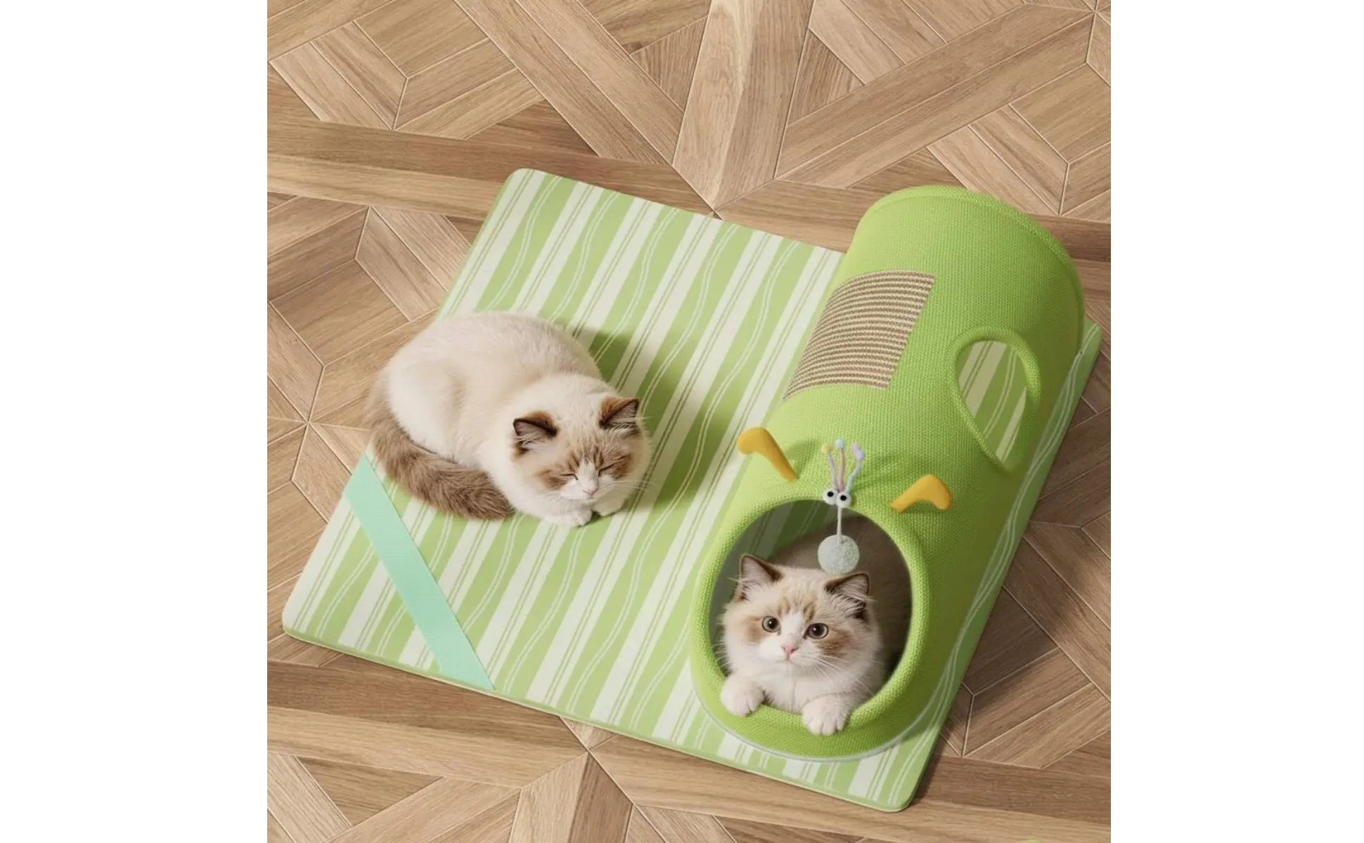 Feline Scratcher Tunnel Dangling Toy Included Feline Tunnel Bed Pet Supplies for Indoor