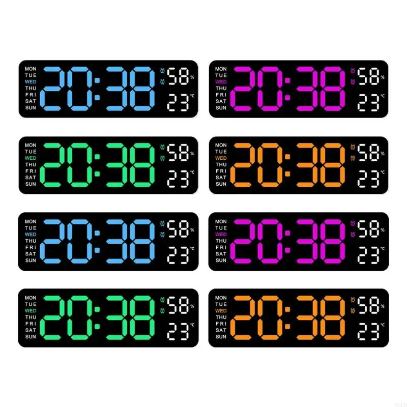 NONE 62 Große digitale Wanduhr 9 -Zoll -LED -Wecker Großbildscheibe Kalendertemperatur