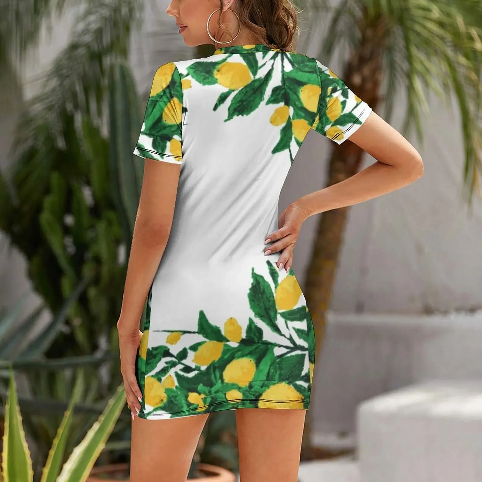 Amalfi Lemons Collection Short-Sleeved Dress bandage dress Beachwear Long dress woman Women's