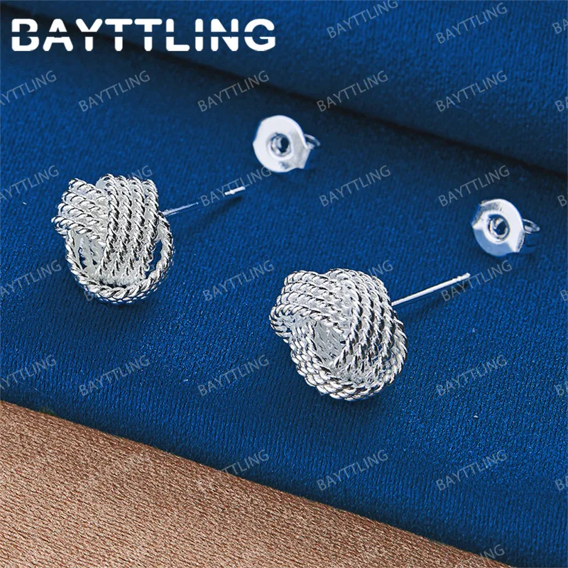 Charm 925 Sterling Silver Exquisite Braided Knotted Earrings Women's Fashion Party Wedding Accessories Jewelry
