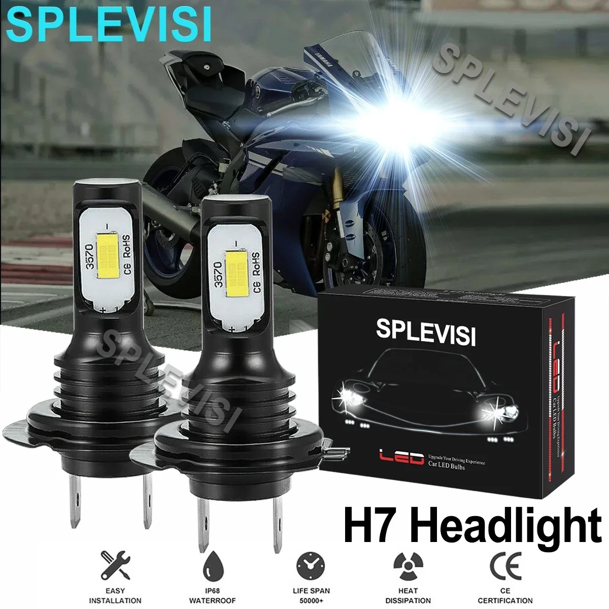 2x Motorcycle LED Headlight  For  Yamaha YZF-R6 2006 2007 2008 2009 2010 2011 2012 2013 2014 2015 2016 2017 2018 2019 2020