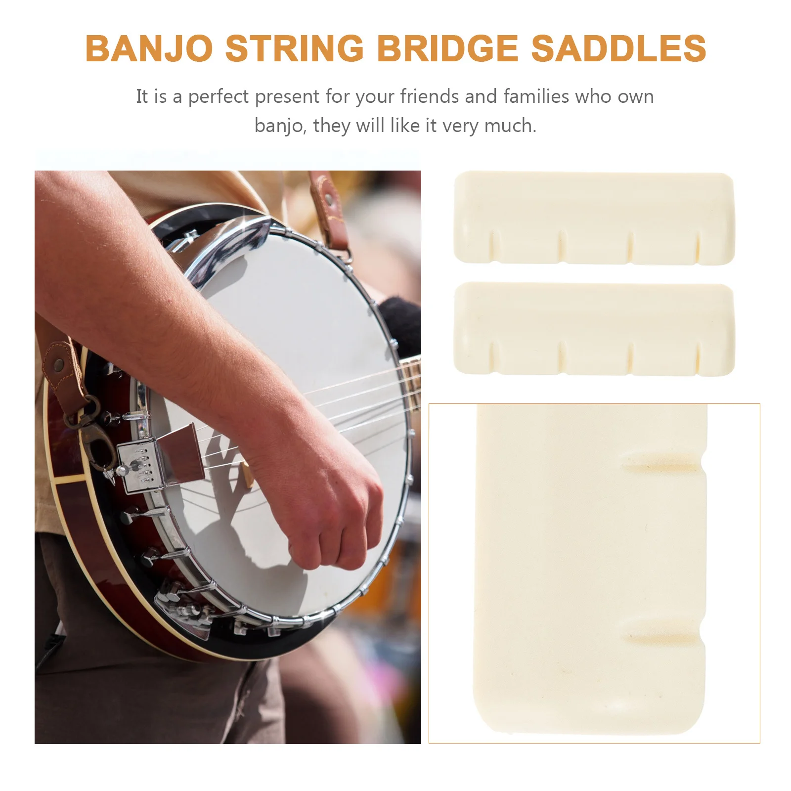 

2Pcs Banjo String Nuts Premium ABS Sturdy Design Banjo Accessories Improve Tone Sustain Replacement Nut Parts Banjp Supply